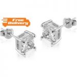 Square Cut 18K White Gold Plated Earrings for only £8.99