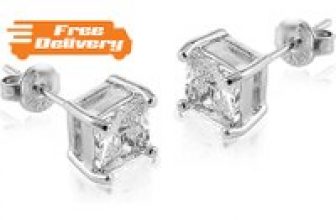 Square Cut 18K White Gold Plated Earrings for only £8.99