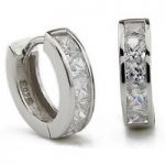 White Gold Plated Clear Crystal Sleeper Hoops for only £6.99