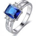 2.5ct Rhodium Plated Blue Simulated Sapphire Ring for only £16.99
