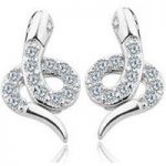 925 Sterling Silver Snake Style Zircon Stud Earrings for only £6.99