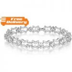 7ct Clear Simulated Sapphire Multi Linked Bracelet for only £14.99