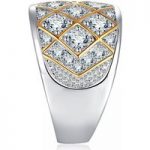 Rhodium Plated Ring With Clear Simulated Sapphire Mesh Design – 4 Sizes for only £18.99