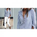 Ladies’ Blue & White Striped Shirt – UK Sizes 8-12! for only £9.00
