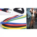 Fitness Rubber Resistance Band Set – 5 Bands & 2 Attachments for only £14.99