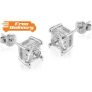Square Cut 18K White Gold Plated Earrings for only £8.99