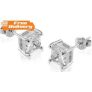 18K White Gold-Plated Square Cut Studs for only £8.99