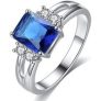 2.5ct Rhodium Plated Blue Simulated Sapphire Ring for only £16.99