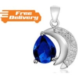 Silver Plated 1.5ct Blue Simulated Sapphire Pendant for only £15.99
